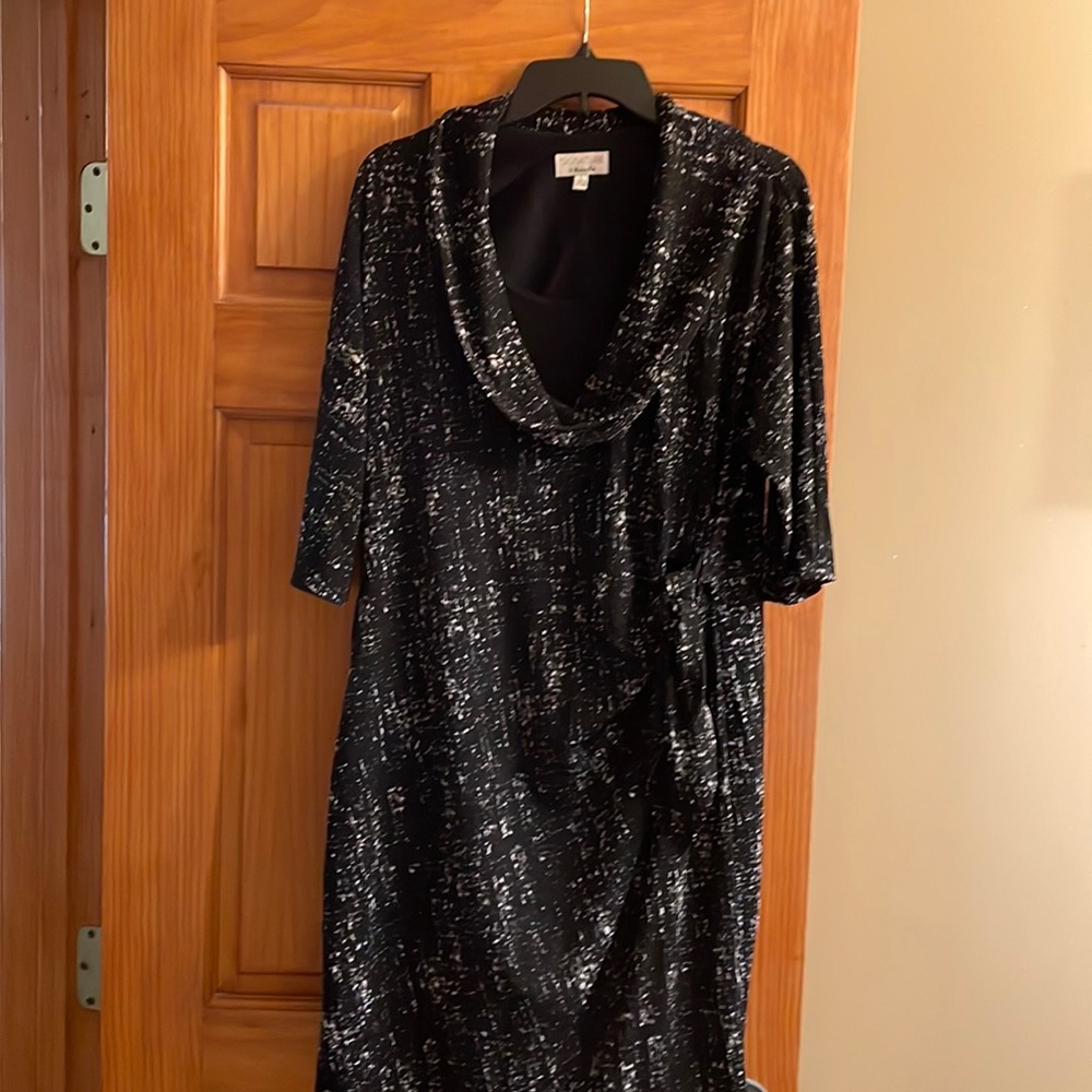 Like new cowl neck faux wrap dress